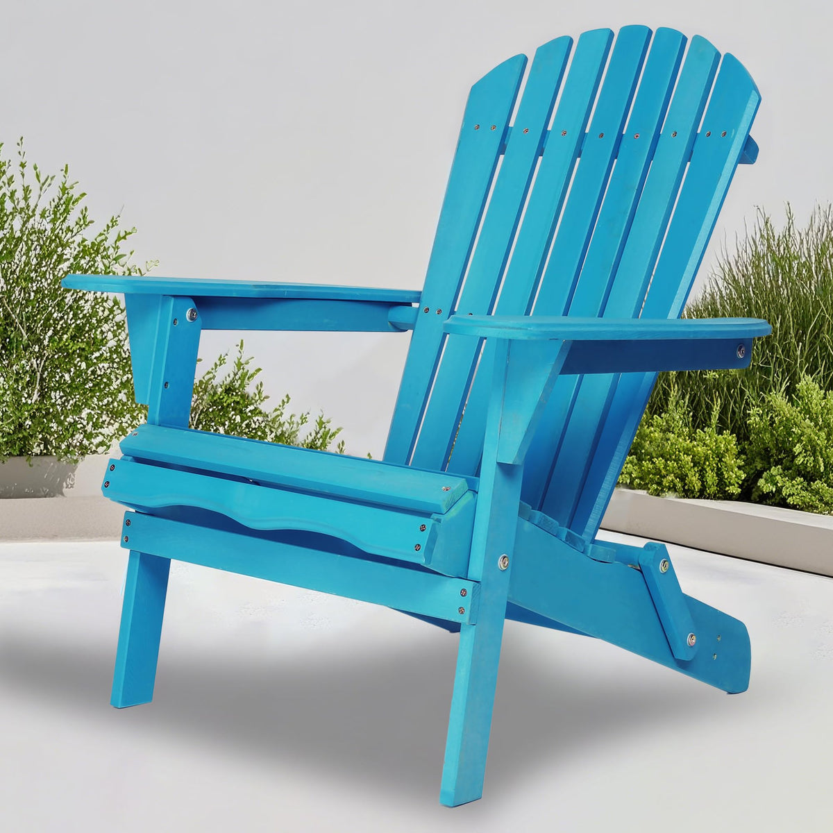 Light Blue Solid Cedar Wood Folding Adirondack Chair Set of 2 A7347