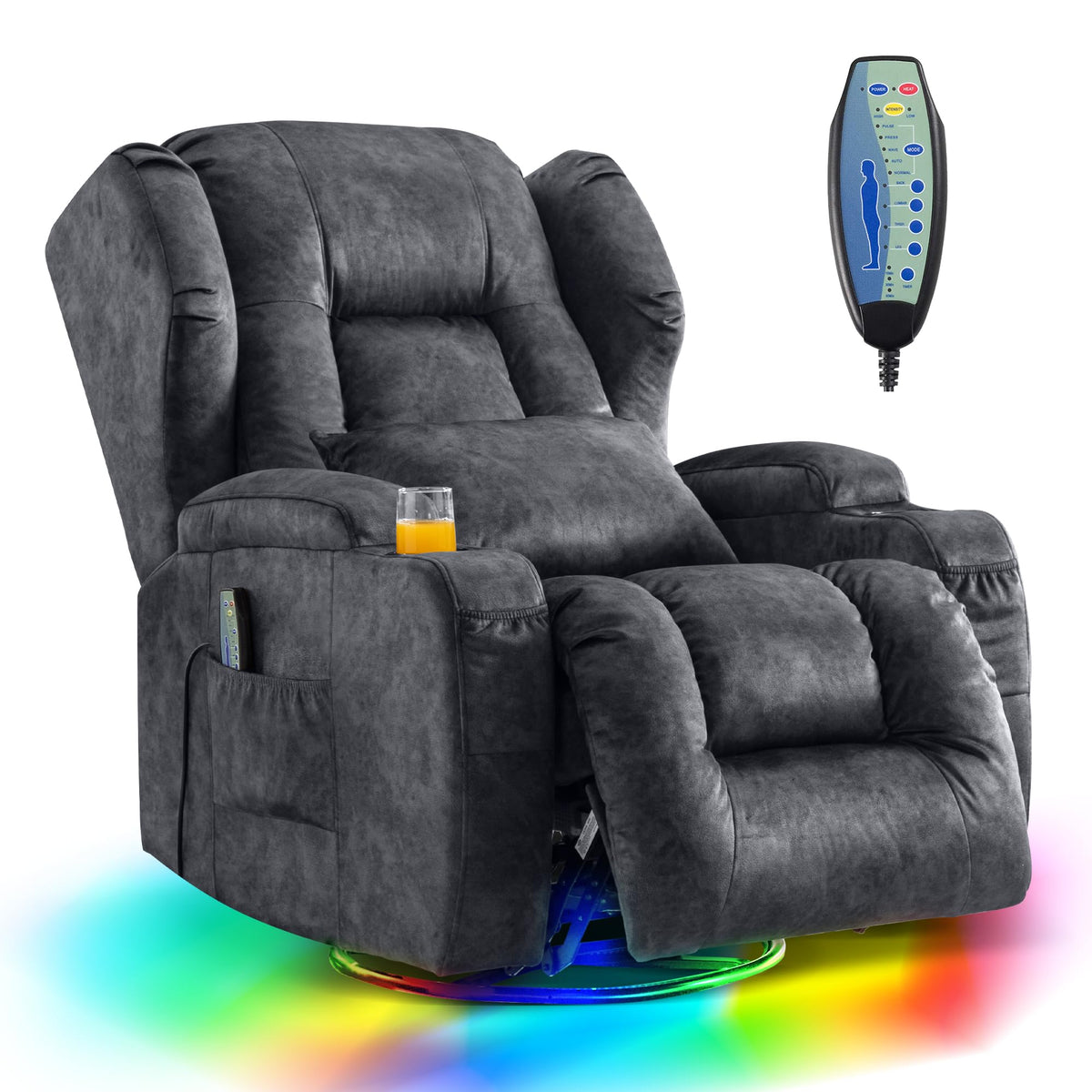 Dual Motor Power Swivel Rocker Recliner Chairs with Massage & Heat L161