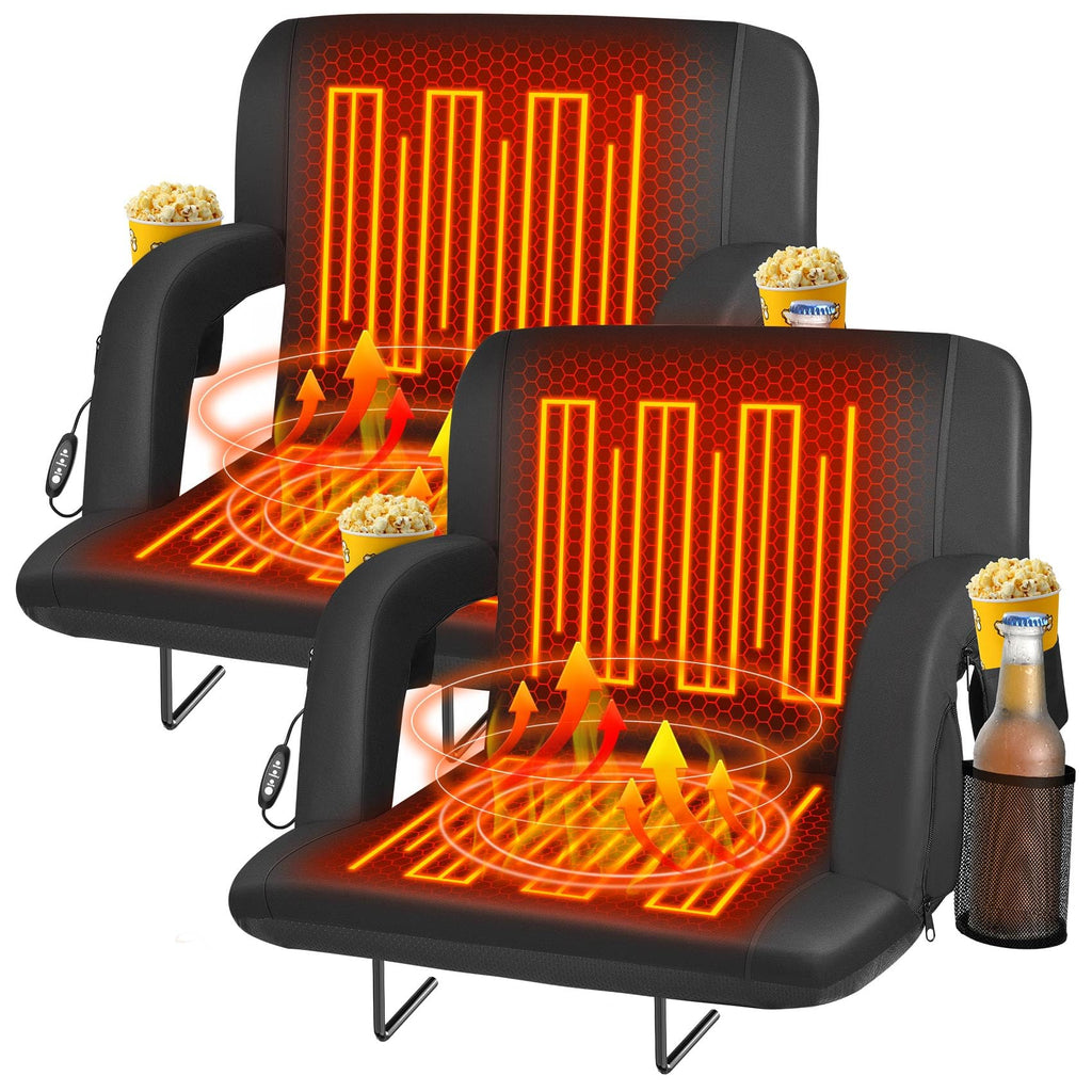 23" Heated Stadium Seats with Back Support, 2.5" Thick Cushion, 2PC T93244