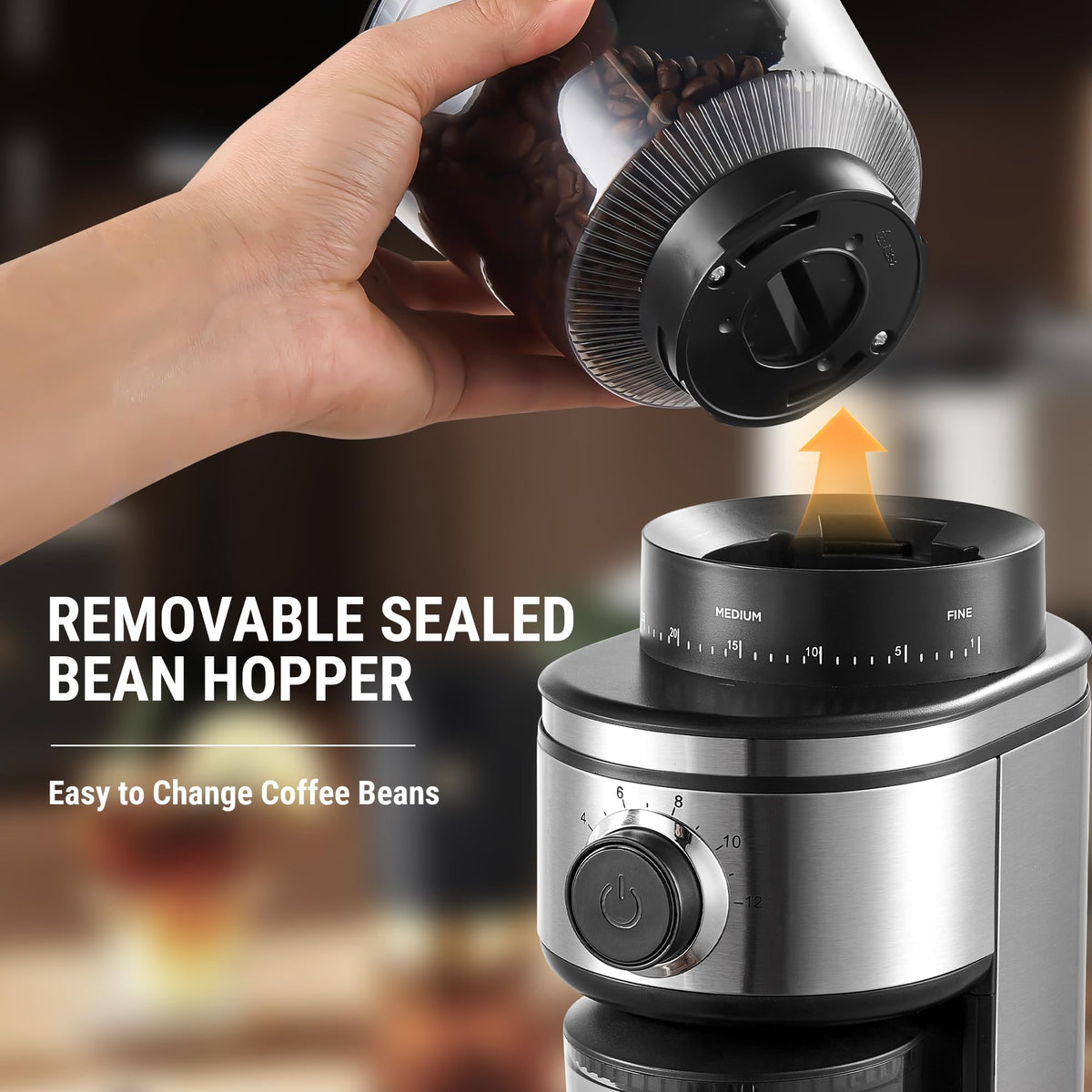 Electric Conical Burr Coffee Grinder with 30 Grind Settings B918