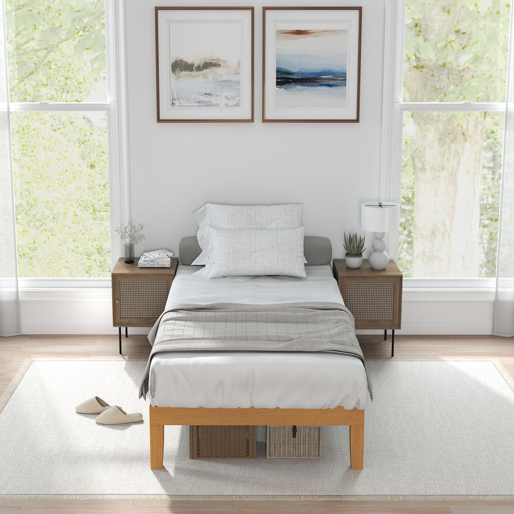 Twin Size 12 Inch Wood Platform Bed Frame E347476