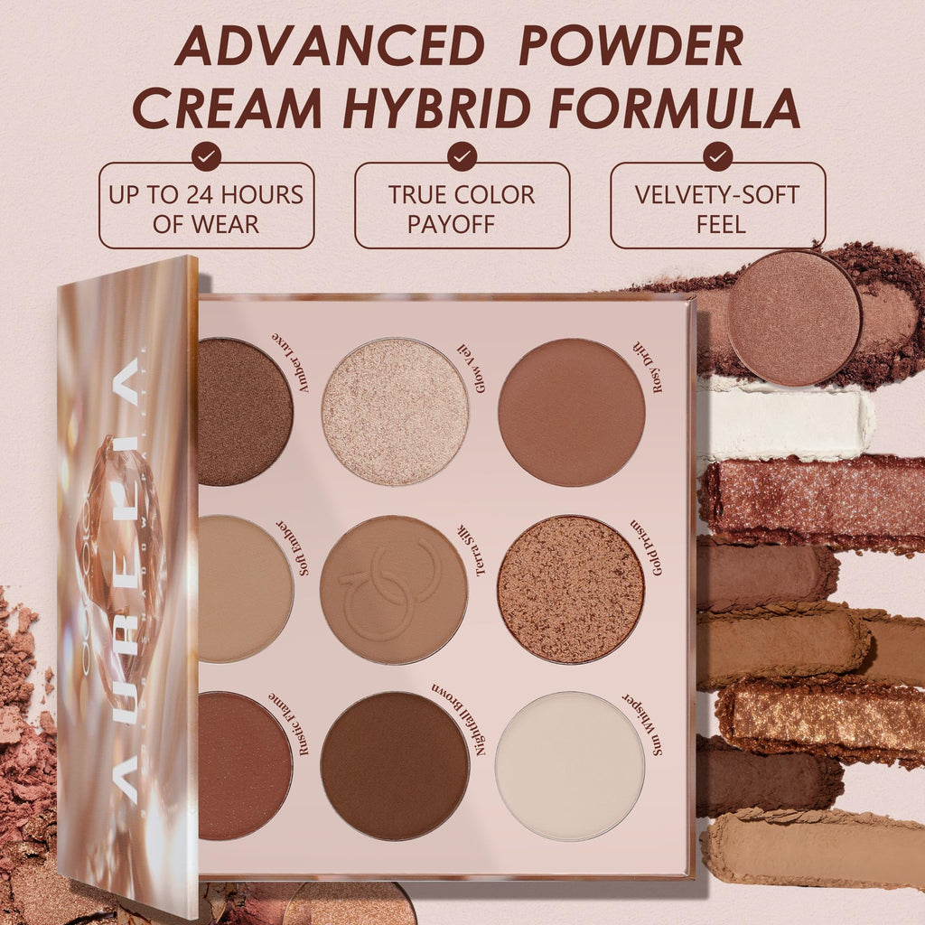 9 Colors Brown & Copper Eyeshadow Palette with Matte & Shimmer Finishes R669349