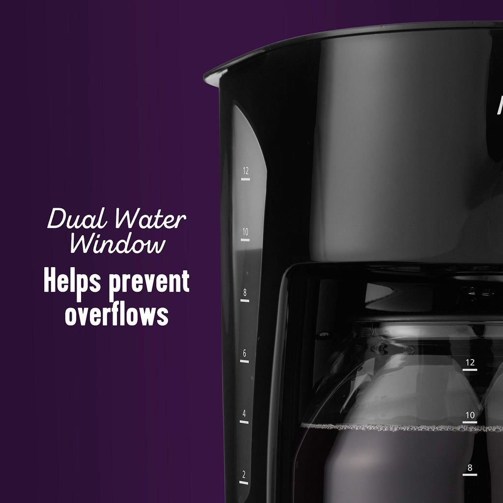 Black 12 Cup Coffee Maker with Glass Carafe D947933
