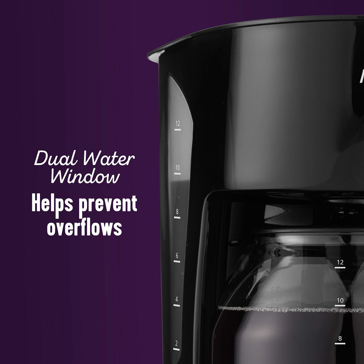 Black 12 Cup Coffee Maker with Glass Carafe D947933