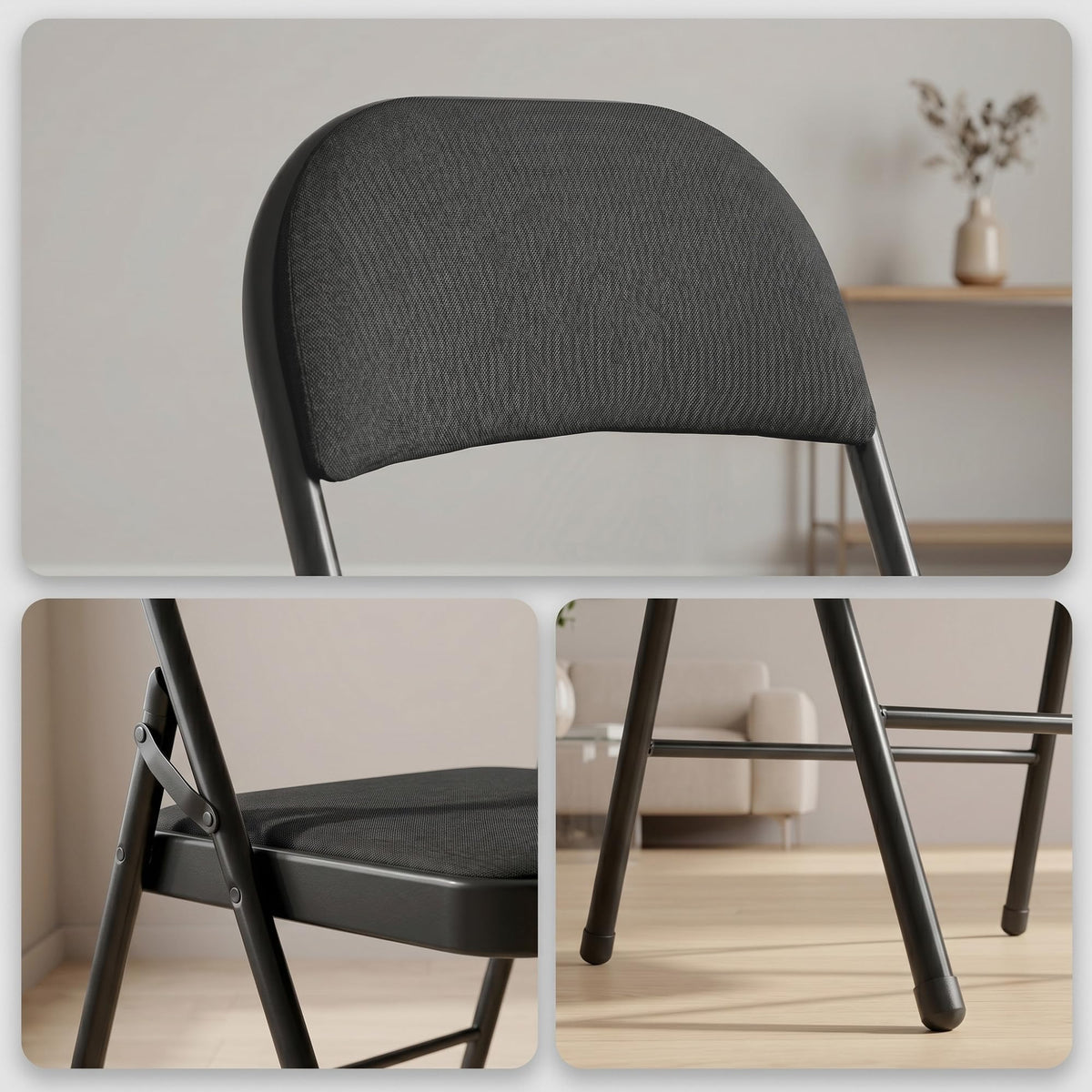 10 Pack Black Padded Folding Chairs U539