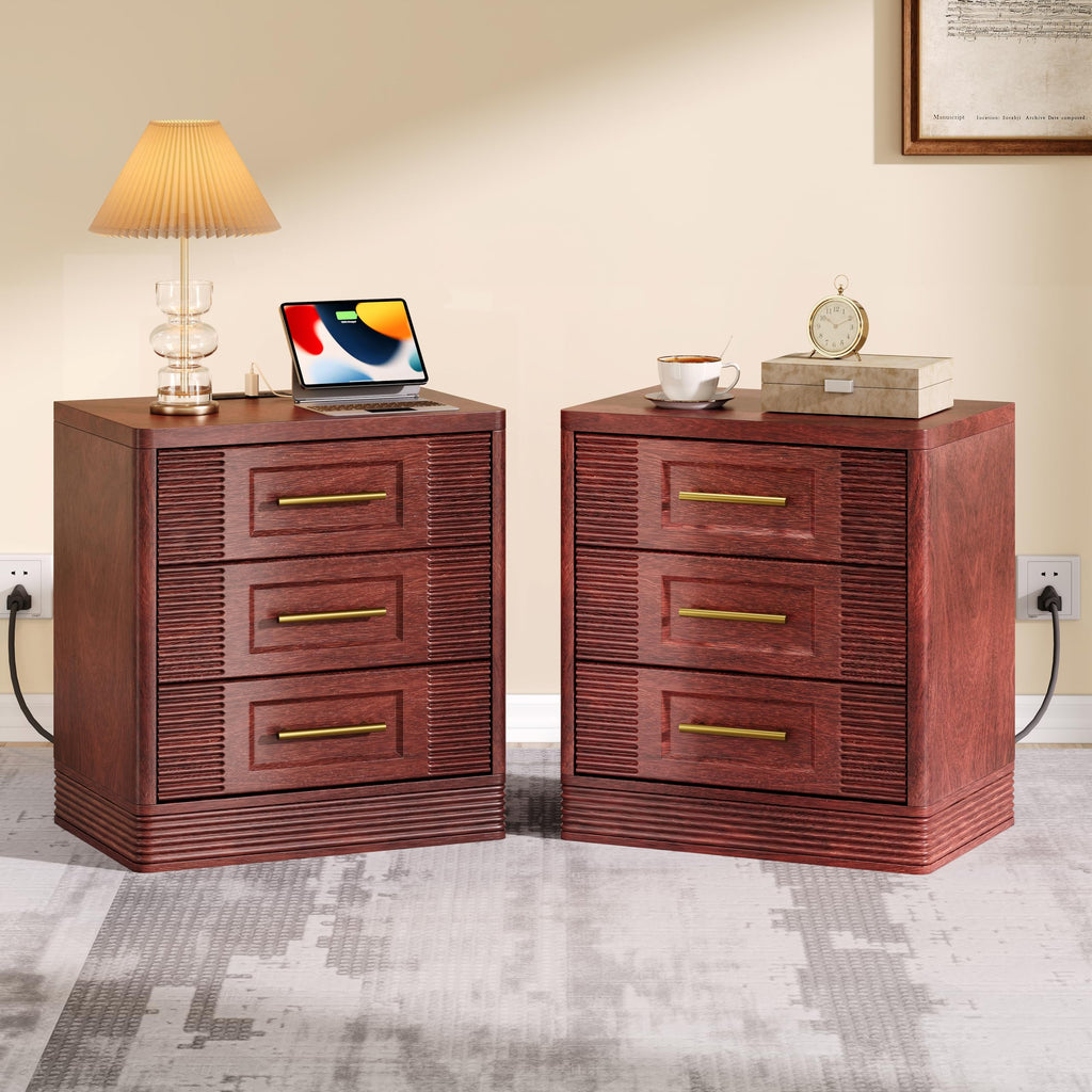 Walnut Nightstand with Charger Station Z5220