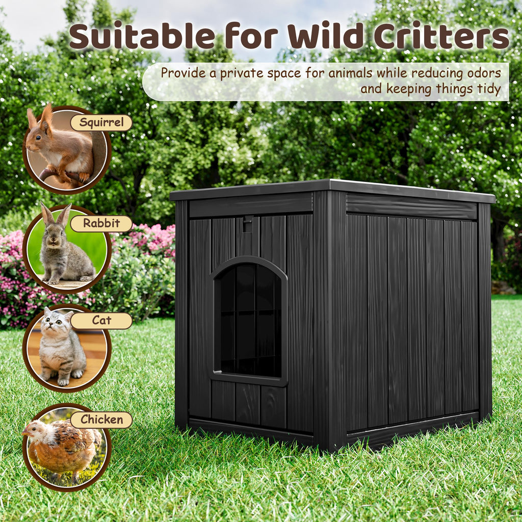 Weatherproof Resin Cat House with Hidden Litter Box Z735