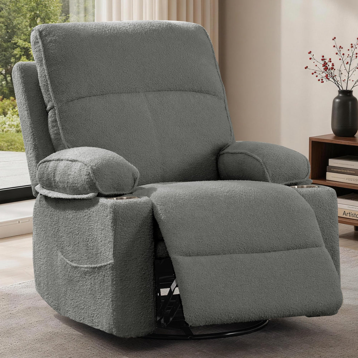360° Swivel Rocker Recliner Chair with Cup Holders W2462