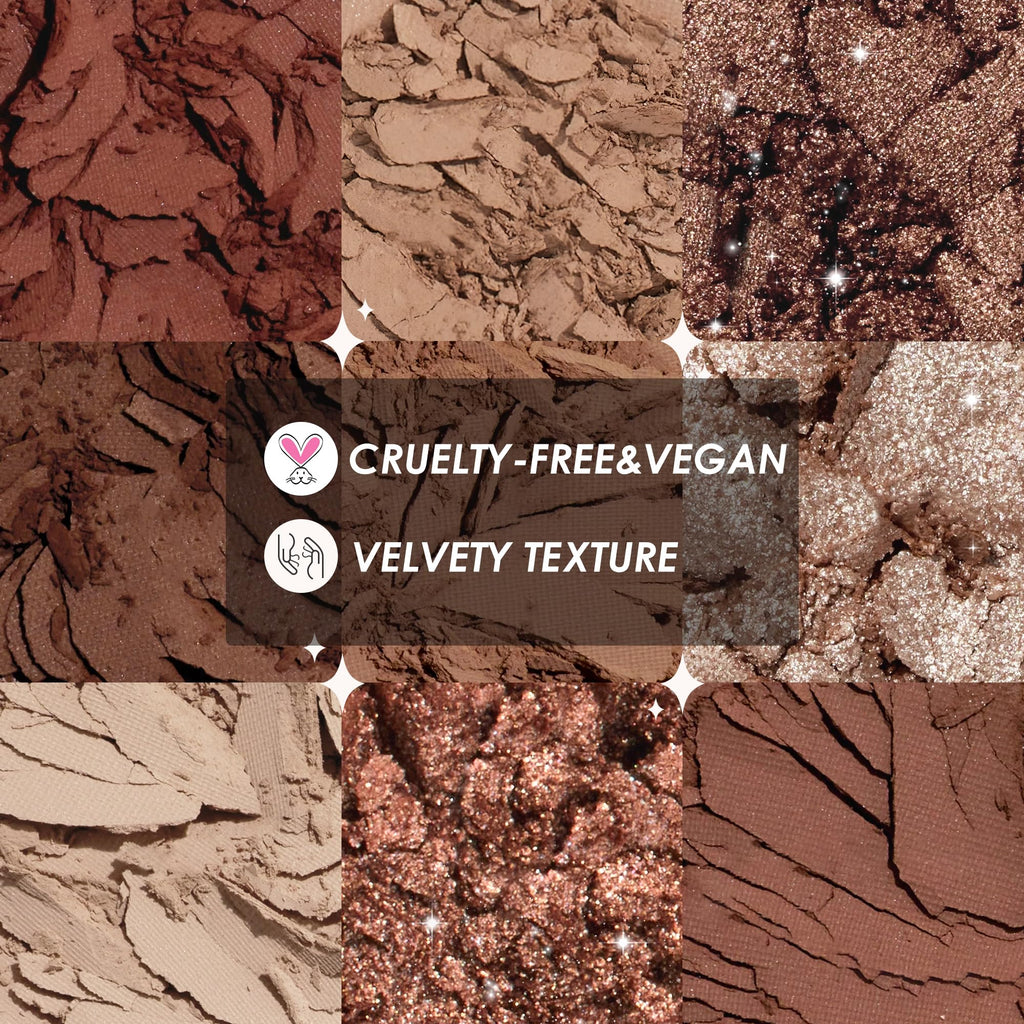 9 Colors Brown & Copper Eyeshadow Palette with Matte & Shimmer Finishes R669349