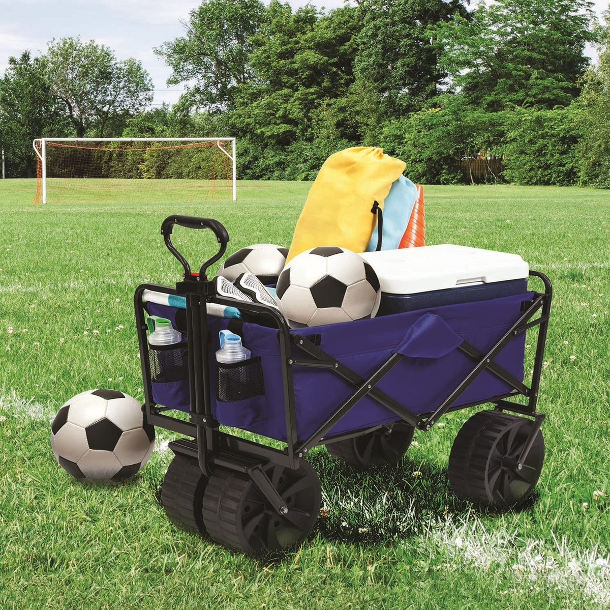 Blue Black Collapsible All Terrain Utility Beach Wagon Cart G94270